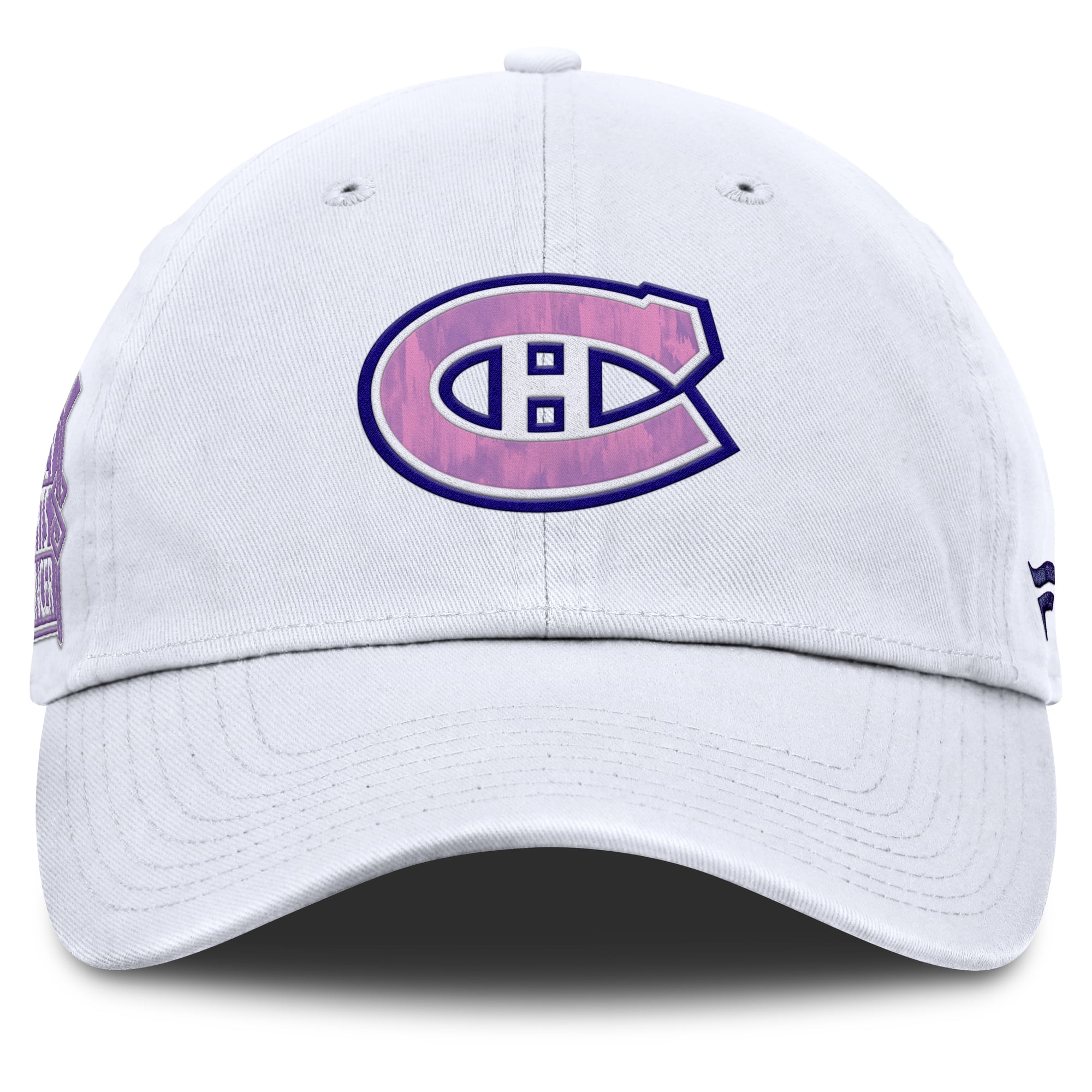 Men's Fanatics White Montreal Canadiens Authentic Pro Hockey Fights Cancer Adjustable Hat